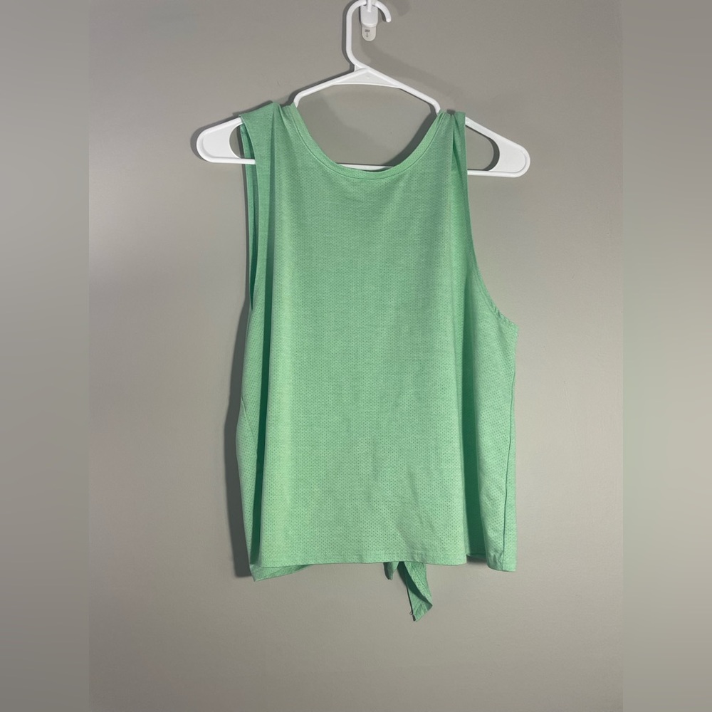 Unbranded lime green workout tank with tie size medium - Picture 6 of 7
